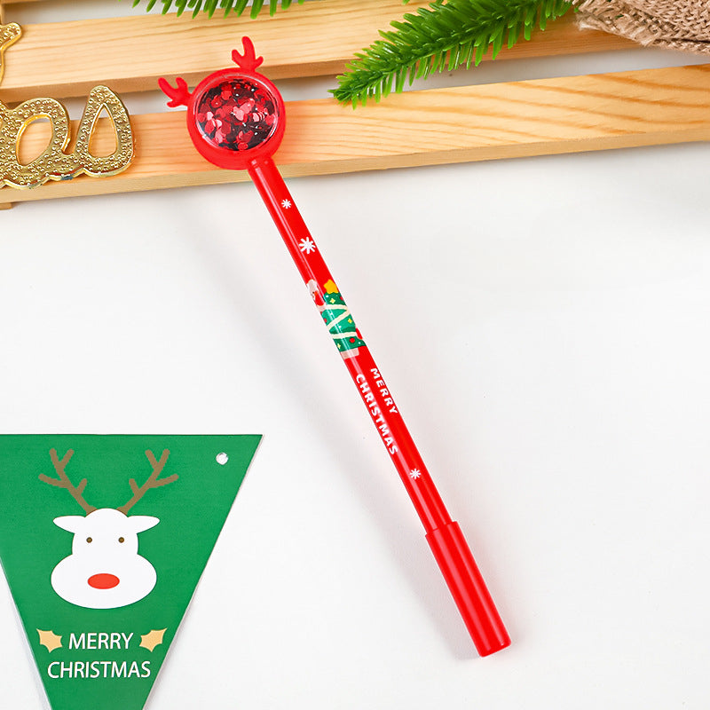 Wholesale Plastic Christmas Elk Sequin Water Based Pen Ballpoint Pen